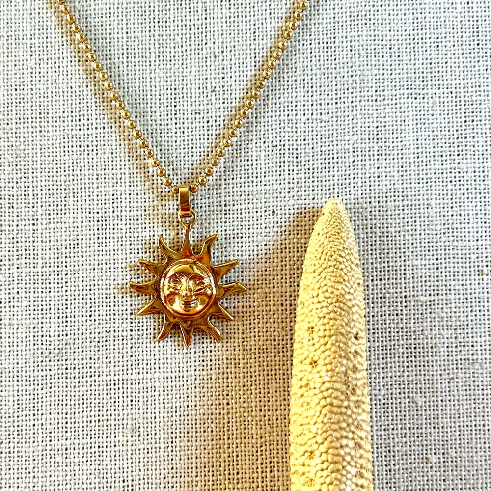 Vermeil Gold Sun over Sterling Silver on Vermeil 18” Chain